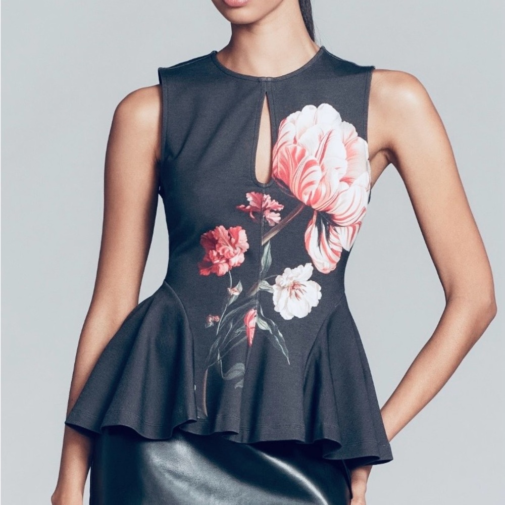 Anthropologie Maeve Night Watch Peplum Tank Top Medium
